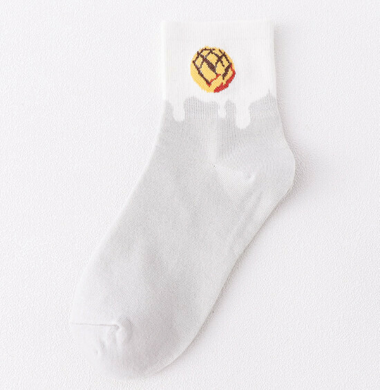 Popular college-style women's all-season cotton socks, cute mid-calf socks [pineapple bag (grey)] [one size fits all]