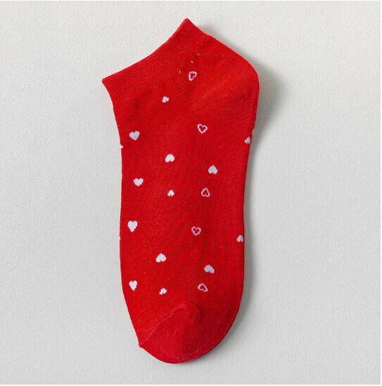 Popular cute women's cotton socks, shallow boat socks [red heart] [one size fits all]