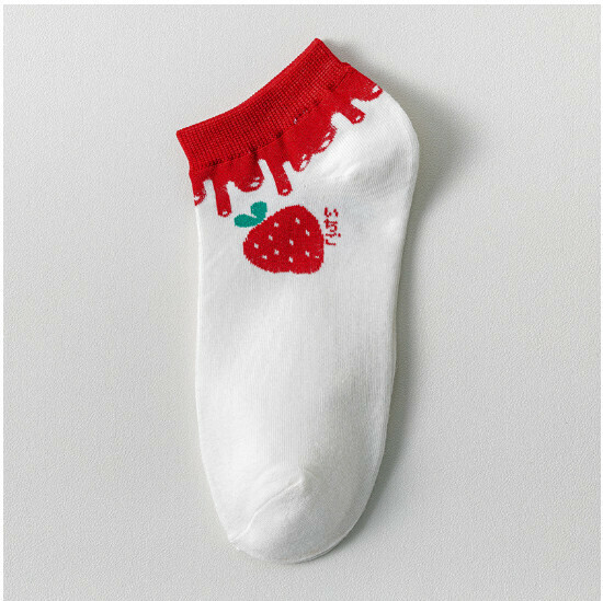 Hot style cute women's cotton socks, shallow boat socks [red strawberry] [one size fits all]