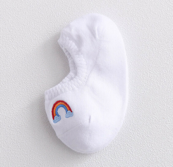 Popular embroidered solid color shallow boat socks, breathable, anti-odor, non-slip, non-falling cotton socks [white] [one size fits all]