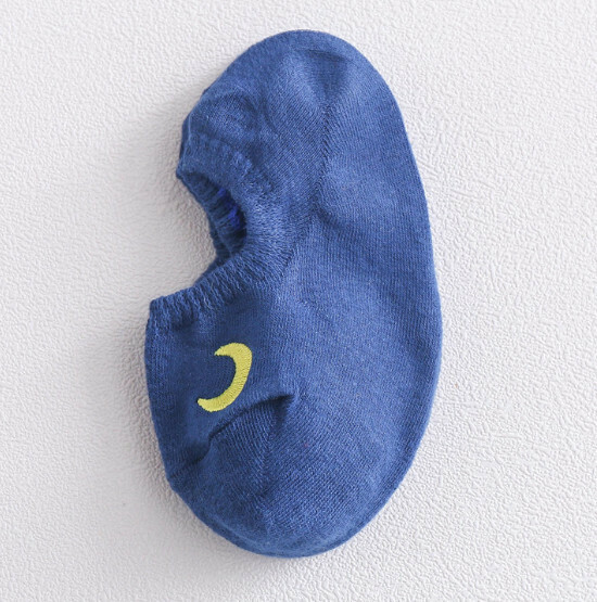 Popular embroidered solid color shallow boat socks, breathable, anti-odor, non-slip, non-falling cotton socks [royal blue] [one size fits all]