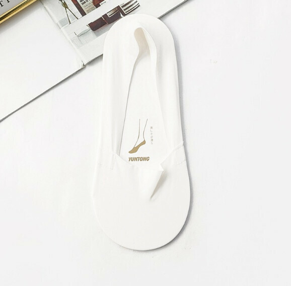 Popular anti-slip, non-falling ice silk thin invisible women's socks, short socks, boat socks [white] [one size fits all]