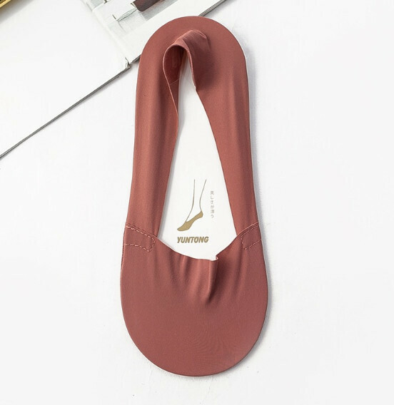 Popular anti-slip, non-falling ice silk thin invisible women's socks, socks, boat socks [Hawthorn Red] [One size fits all]