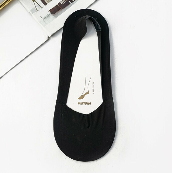 Popular non-slip, non-falling, ice silk thin invisible women's socks, short socks, boat socks [black] [one size fits all]