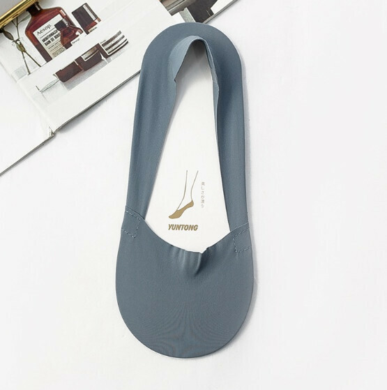 Popular anti-slip, non-falling ice silk thin invisible women's socks, short socks, boat socks [fog blue] [one size fits all]