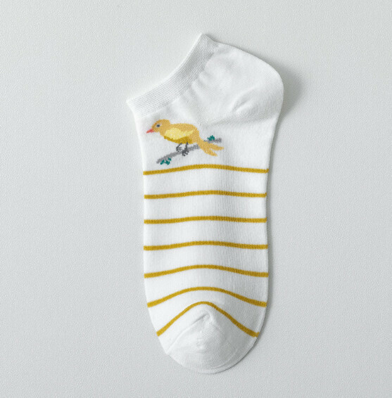Popular low-top shallow mouth cotton socks, women's boat socks [white stripes] [one size fits all]
