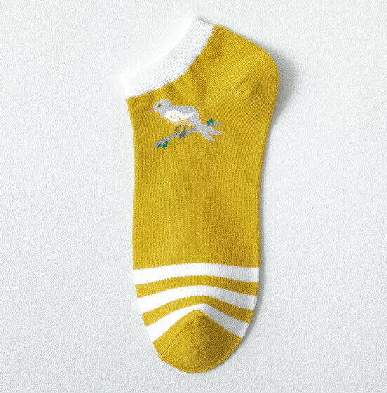 Popular low-top shallow mouth cotton socks, women's boat socks [yellow horizontal stripes] [one size fits all]