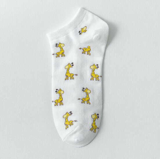 Popular low-top shallow cotton socks, women's boat socks [Giraffe] [One size fits all]