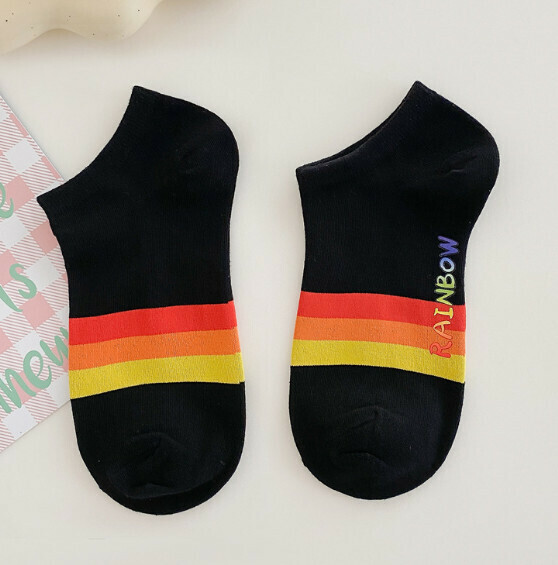 Hot style simple and versatile low-top shallow mouth cotton socks, women's boat socks [wide black strips] [one size fits all]