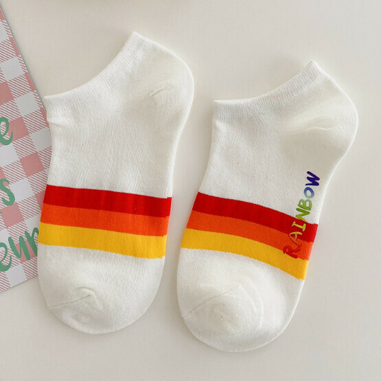 Hot style simple and versatile low-top shallow mouth cotton socks, women's boat socks [white wide strips] [one size fits all]
