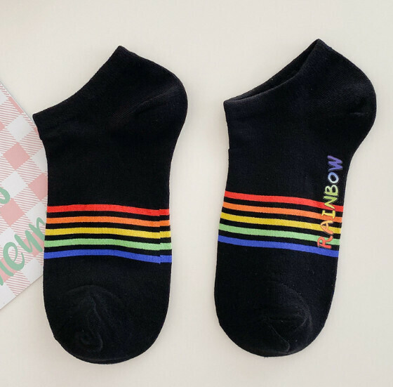 Hot style simple and versatile low-top shallow mouth cotton socks, women's boat socks [black thin strips] [one size fits all]