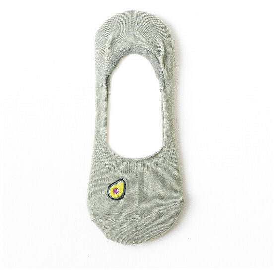 Hot style simple fruit embroidery invisible shallow boat socks cotton socks [light green] [one size fits all]