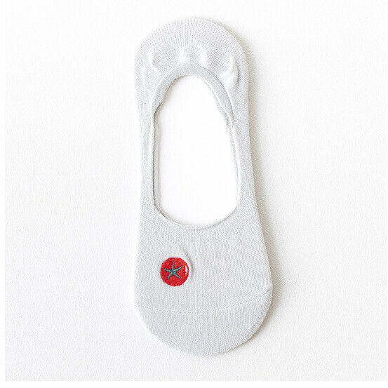 New style simple fruit embroidery invisible shallow boat socks cotton socks [silver gray] [one size fits all]