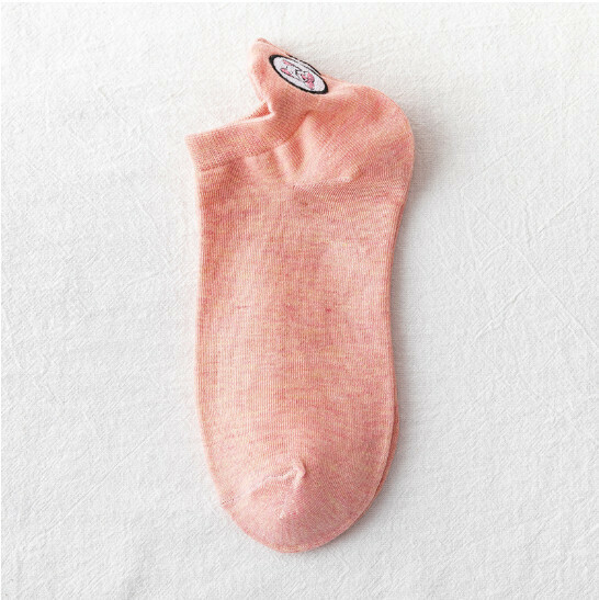 New simple cartoon embroidery shallow boat socks women's cotton socks [pink] [one size fits all]