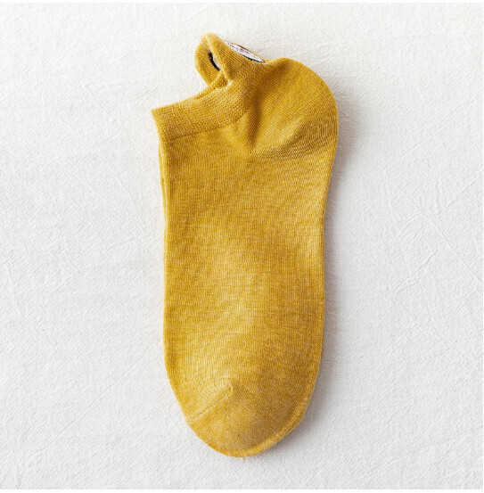New simple cartoon embroidery shallow boat socks women's cotton socks [yellow] [one size fits all]