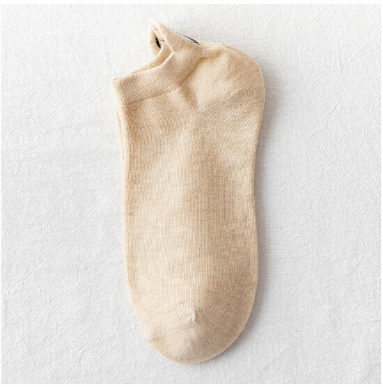 New simple cartoon embroidery shallow boat socks women's cotton socks [khaki] [one size fits all]