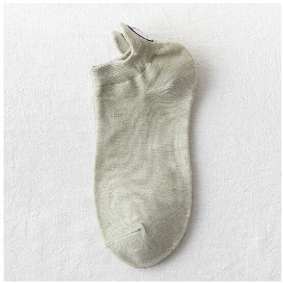 New simple cartoon embroidery shallow boat socks women's cotton socks [light green] [one size fits all]