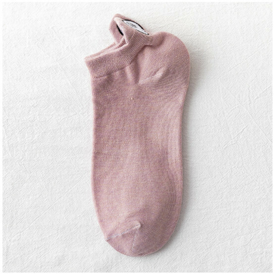 New simple cartoon embroidery shallow boat socks women's cotton socks [purple] [one size fits all]