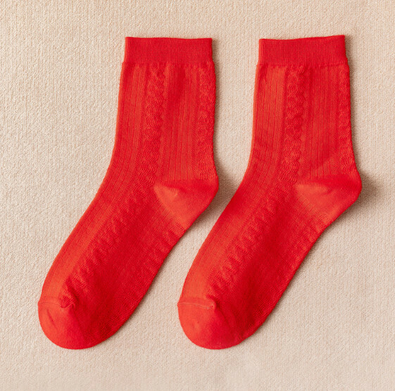 New style red socks for wedding couples, men and women, mid-calf cotton socks [pure red] [one size fits all]