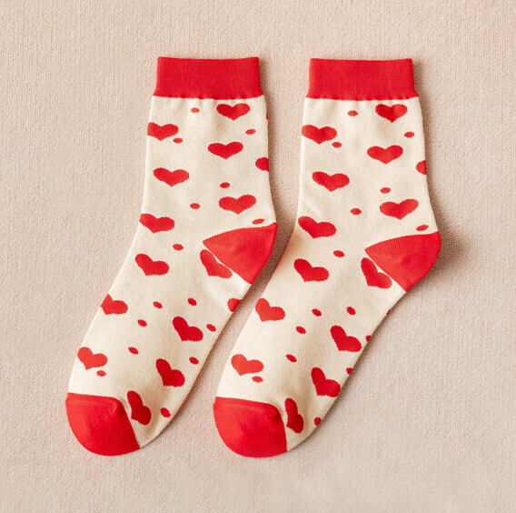 New style red socks for wedding couples, men and women, mid-calf cotton socks [love] [one size fits all]