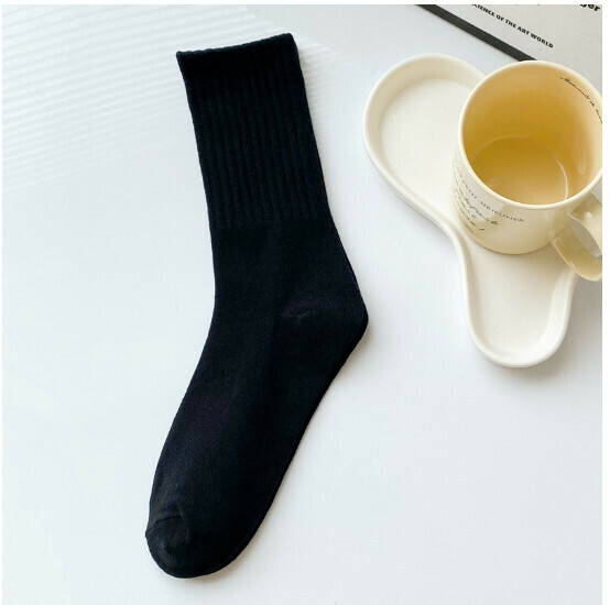 New men's and women's four-season high-top pastoral style trendy dopamine pile socks, cotton socks, sports socks [black] [one size fits all for men and women]