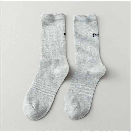 New men's and women's mid-length trendy socks, basketball socks, letter cotton socks [grey] [one size fits all]