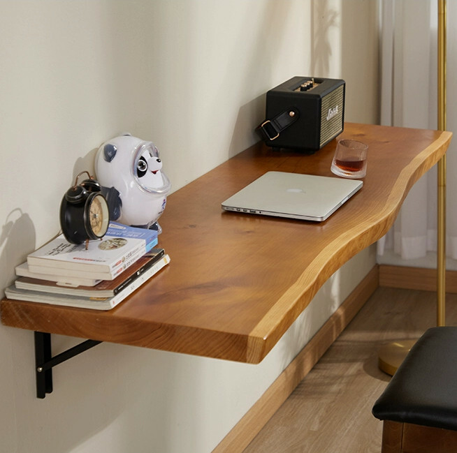 Hot selling Nordic solid wood furniture solid wood wall-mounted folding table hanging wall computer table desk study table (80x45x3cm thickness) free bracket