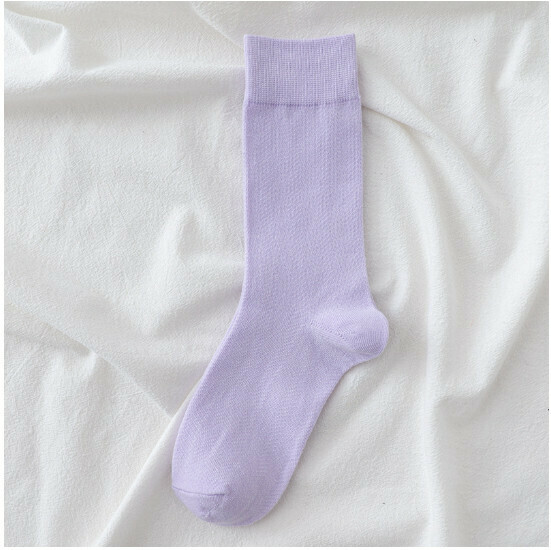 New Trendy College Style Cotton Socks Women's Medium Stockings [Purple] [One Size Fits All]