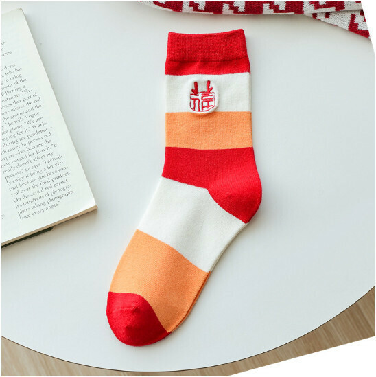 New Wedding Zodiac Year Fuxi Cotton Socks Women's Mid-calf Socks [Stripes] [One Size Fits All]
