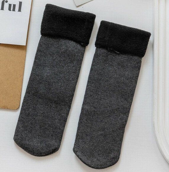 New velvet and thickened warm mid-calf snow socks long floor socks [dark gray] [one size fits all]