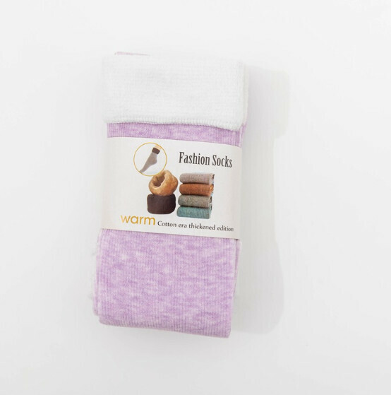 New velvet and thickened warm mid-calf snow socks long floor socks [purple] [one size fits all]