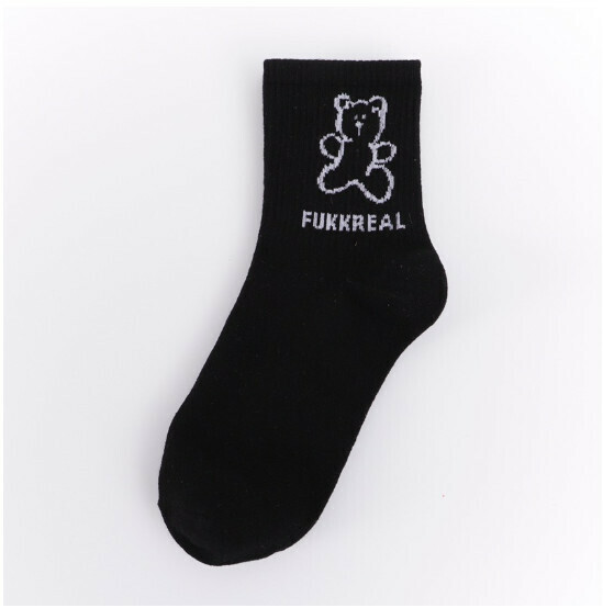 New cute mid-length women's cotton socks [black] [one size fits all]