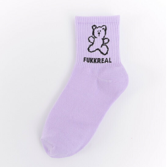 New cute mid-length women's cotton socks [Purple] [One size fits all]