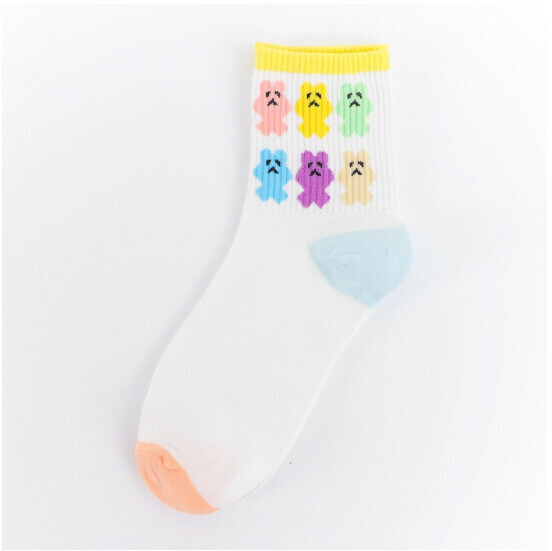 New cute mid-length women's cotton socks [6-color bears] [one size fits all]