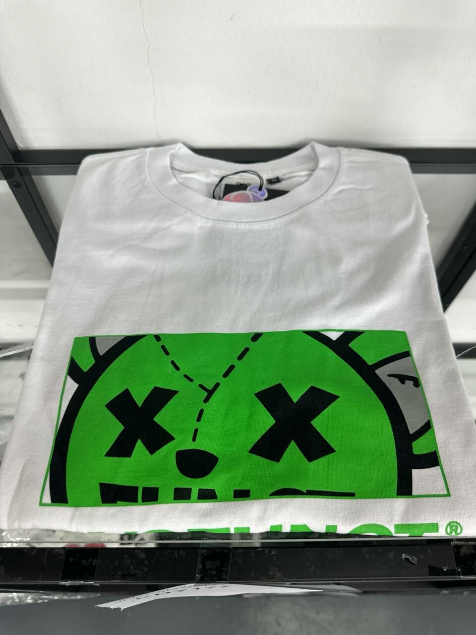 [S] DYSFUNCT EMOJI PRINT TEE,WHITE, GREEN BEAR SAVAGE BUT CUTE (SDY89)
