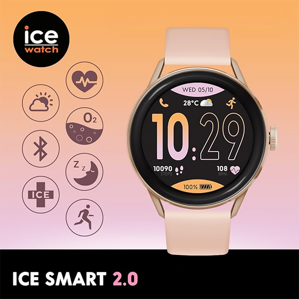 【Ice-Watch】Smart Watch 023068 多功能 玫金矽膠錶 AMOLED-2.0