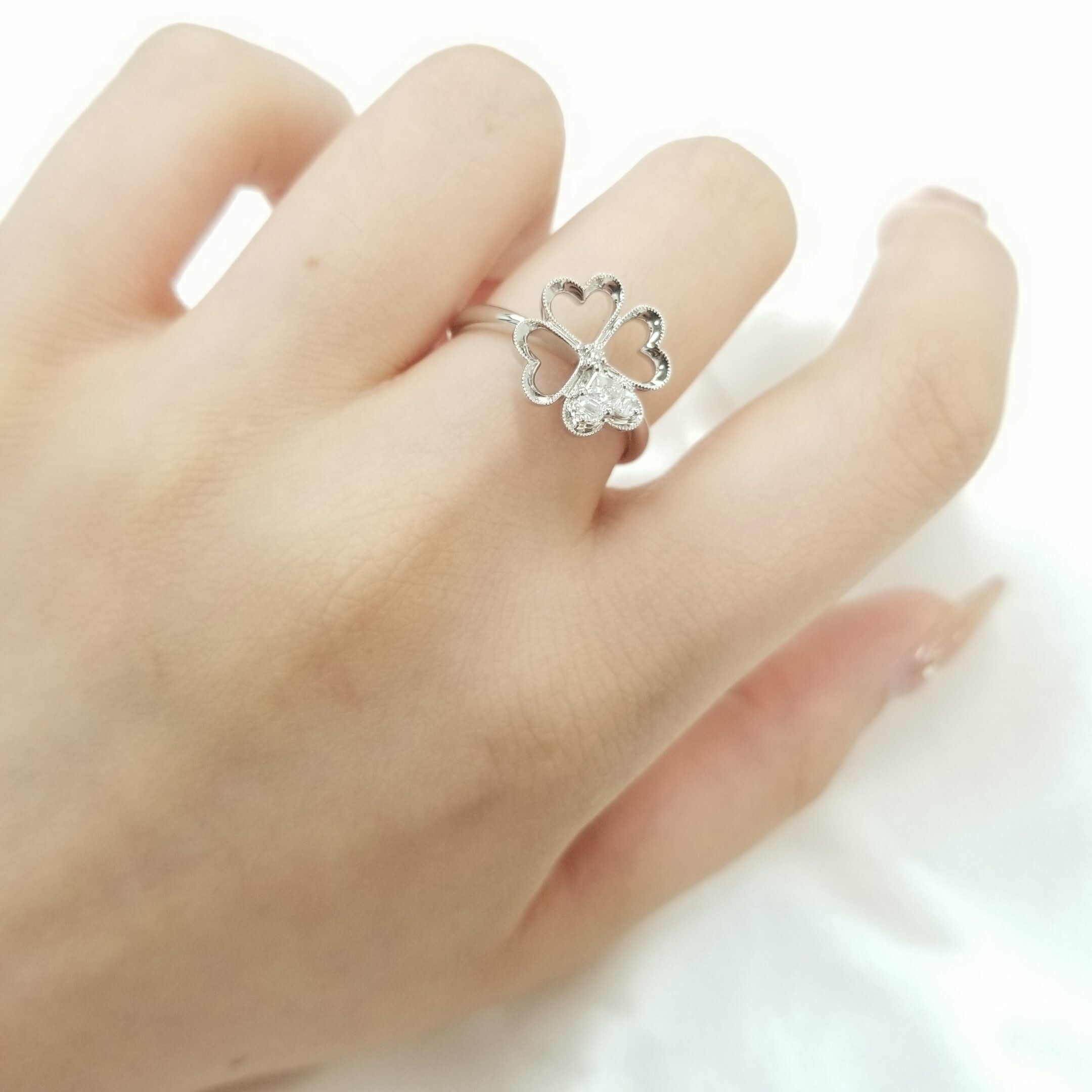 全新18K白金14份鑽石戒指