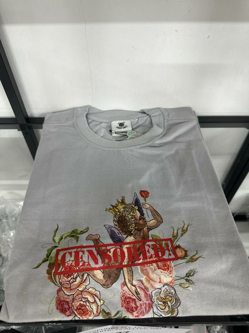 [S] DYSFUNCT CENSORED PRINT T-SHIRT,GREY, GREY ANGEL [FINAL SALE] (SDY92)