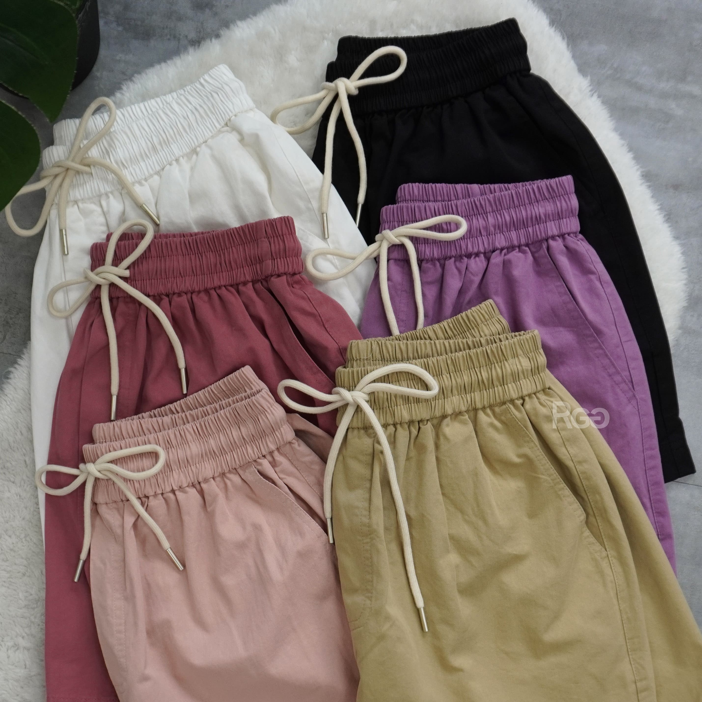 抽繩水洗四分短褲商品細節照