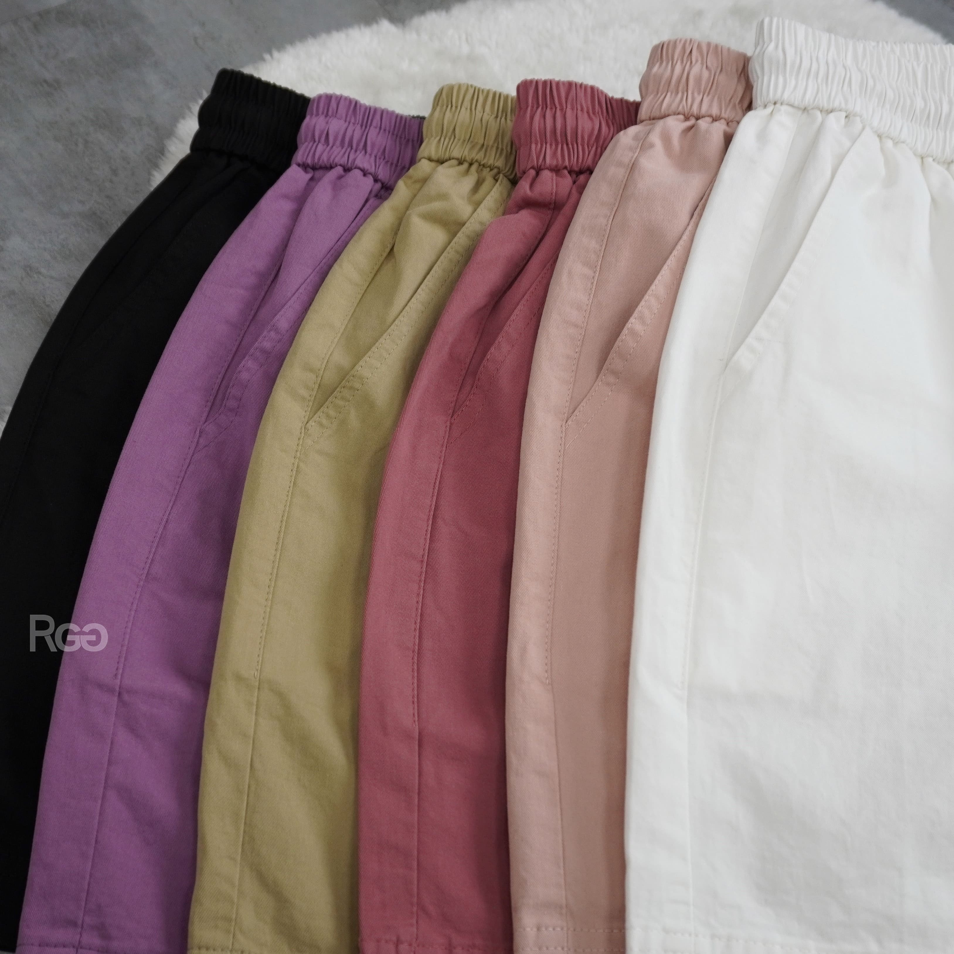 抽繩水洗四分短褲側面商品照