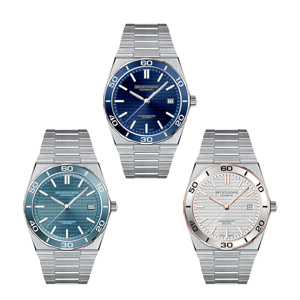 【SPECHT&SOHNE 施沛索恩】SP0015 PRX款 帶日期 都市職場 穩重優雅 立體格紋 夜光機械錶 手錶