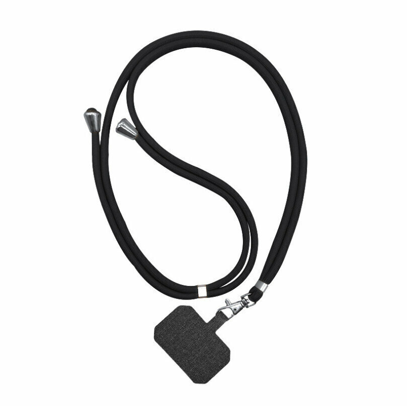 Mobile phone lanyard Adjustable neck mobile phone lanyard Portable and side-worn [black curing cloth + black lanyard]