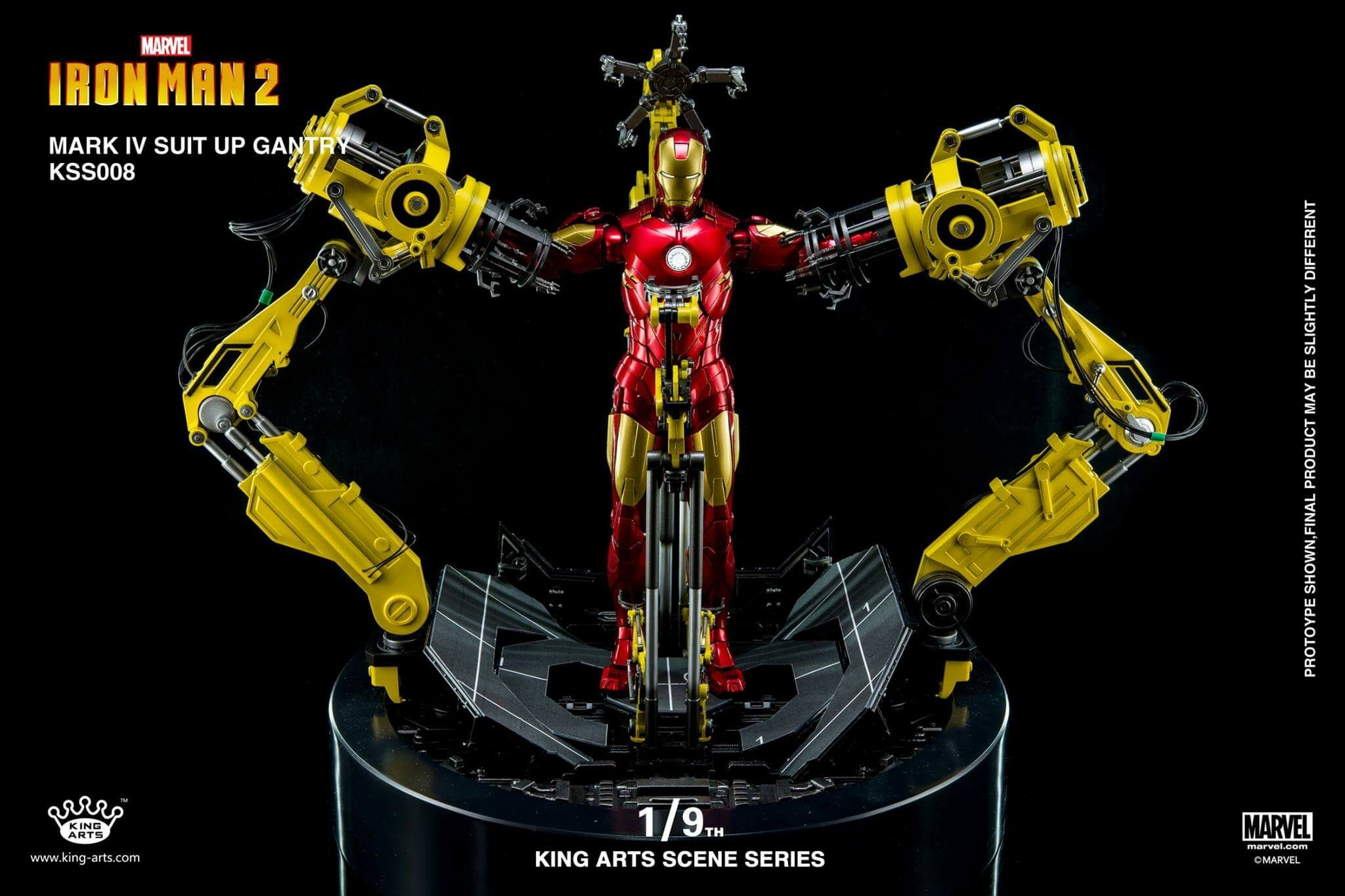 全新 KING ARTS KSS008 IRON MAN SUIT UP GANTRY MARK IV 黃臂 拆裝甲台 鐵甲奇俠 (不包ironman figure )