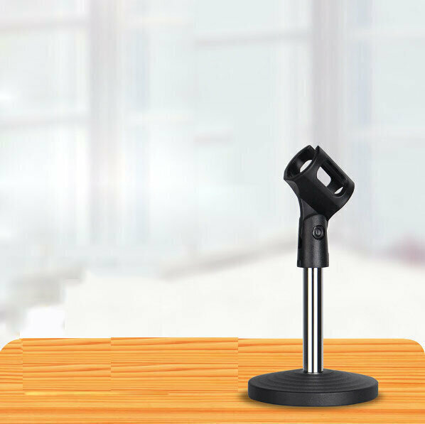 Desktop Microphone Stand, Tabletop Disc Base, Disc Low Microphone Stand, Full Metal Plating (Silver)