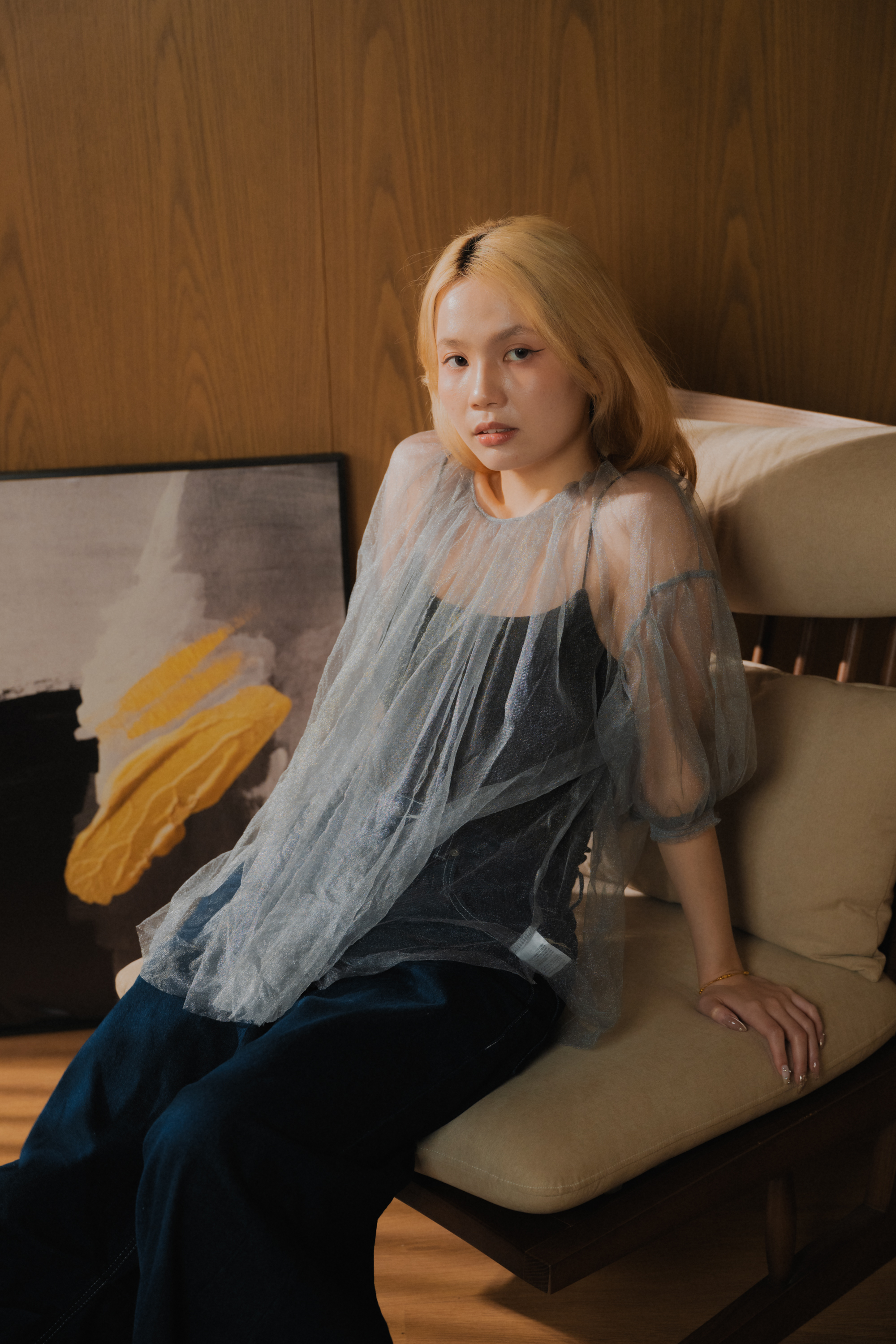 金銀絲薄紗襯衫