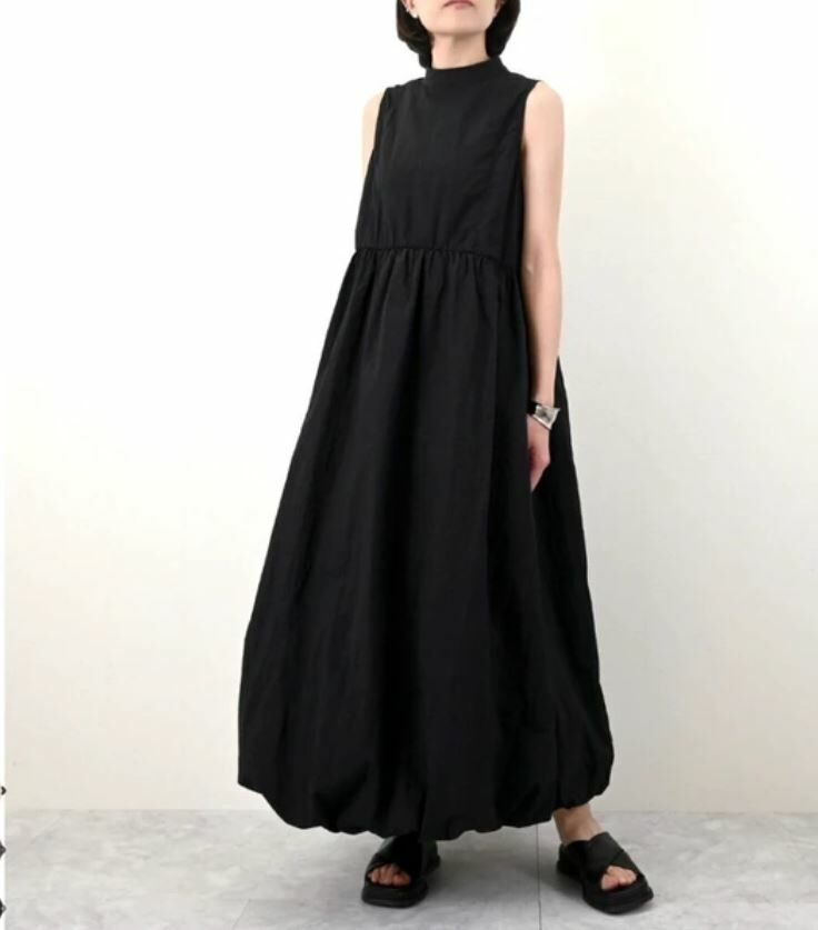 塔夫綢氣球無袖連衣裙 (兩色入)【日本直送】
