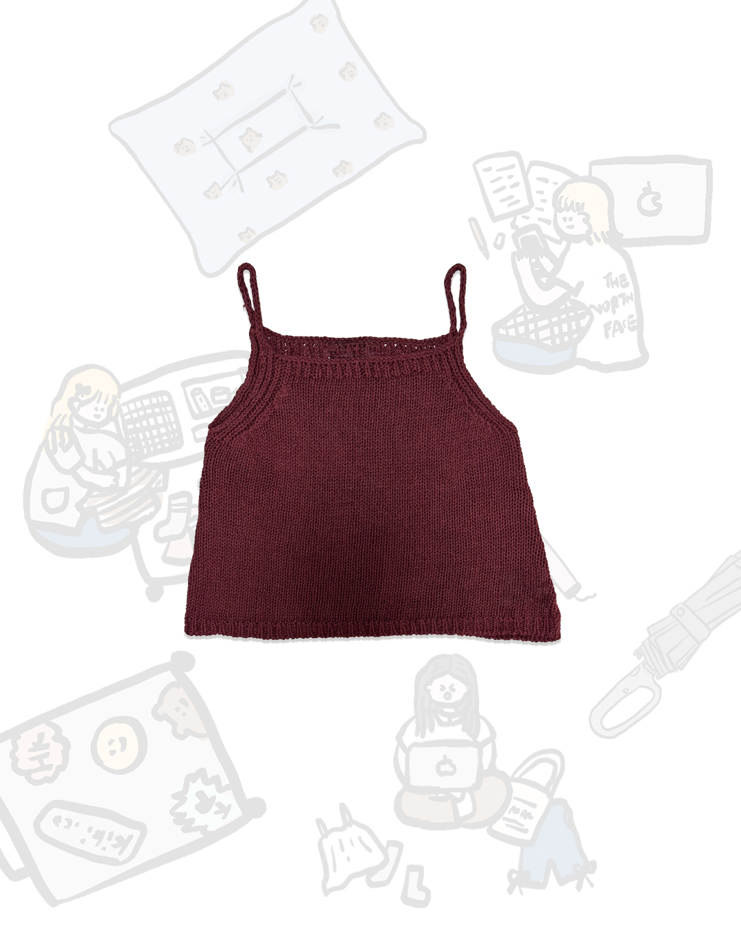 紙棉料線織吊帶背心