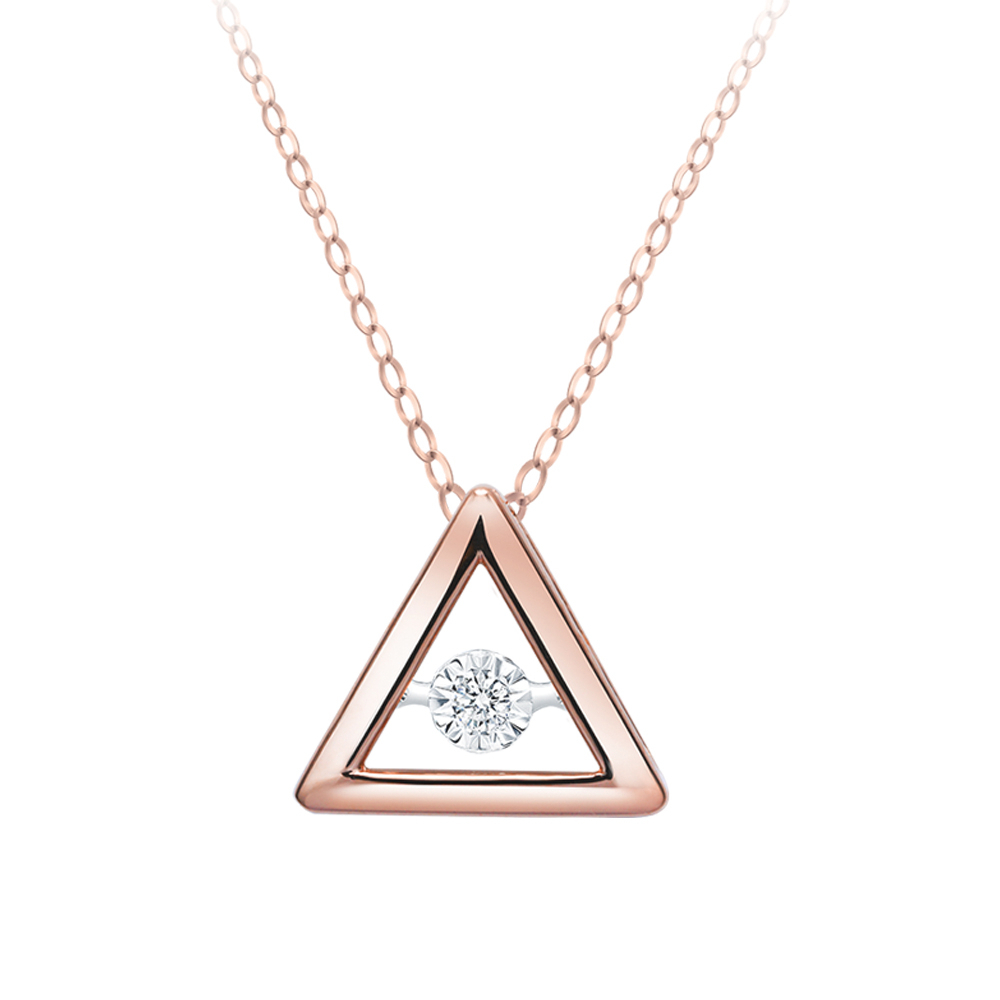 18K玫瑰金幾何三角靈動項鍊