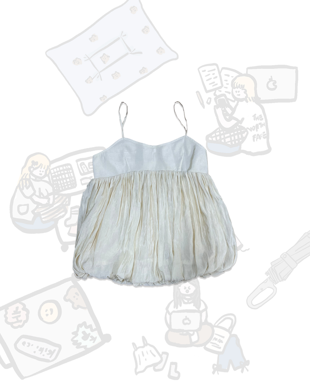 質感皺皺吊帶泡泡背心