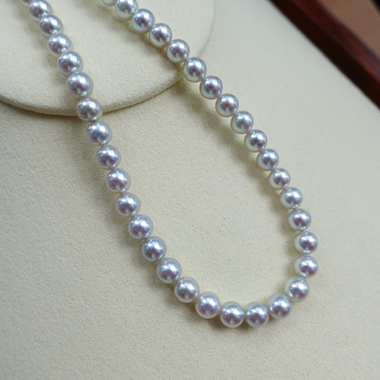 極光Blue Rose - 5.5-6mm天然銀藍色色日本Akoya珍珠鍊 (配真科研證書)